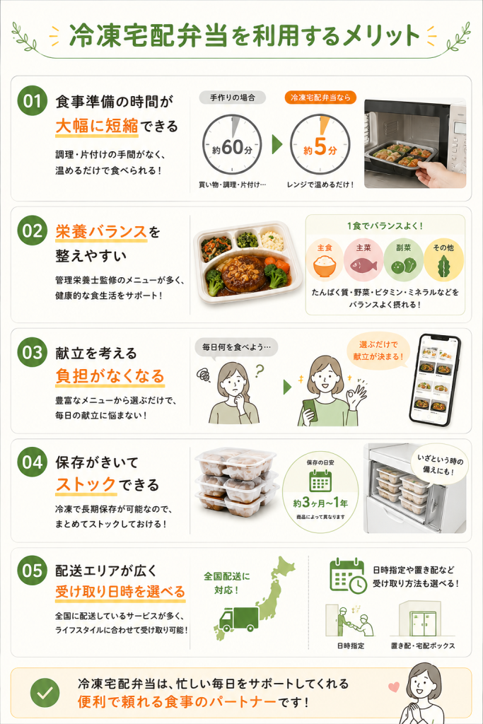 冷凍宅配弁当を利用するメリット一覧