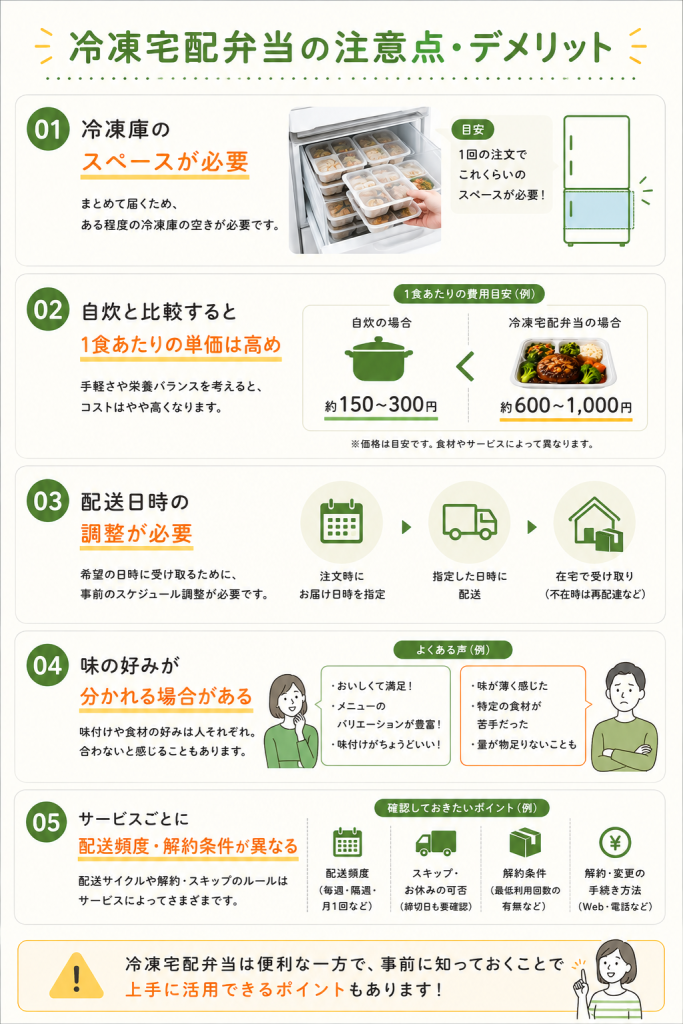 冷凍宅配弁当を利用する際の注意点