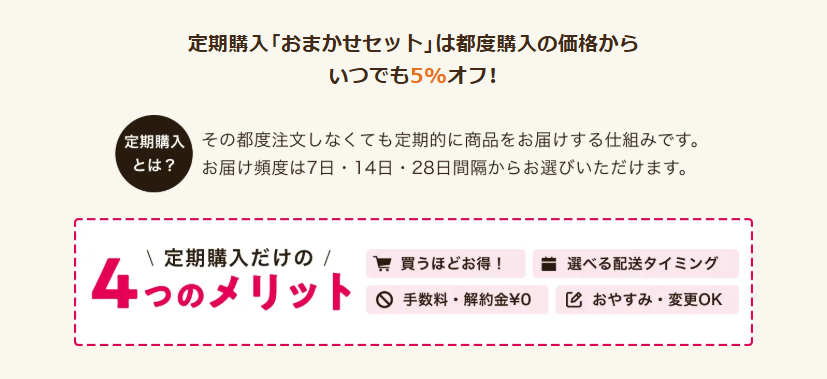 ワタミの宅食ダイレクトの定期購入おまかせセットは都度購入から5%オフ