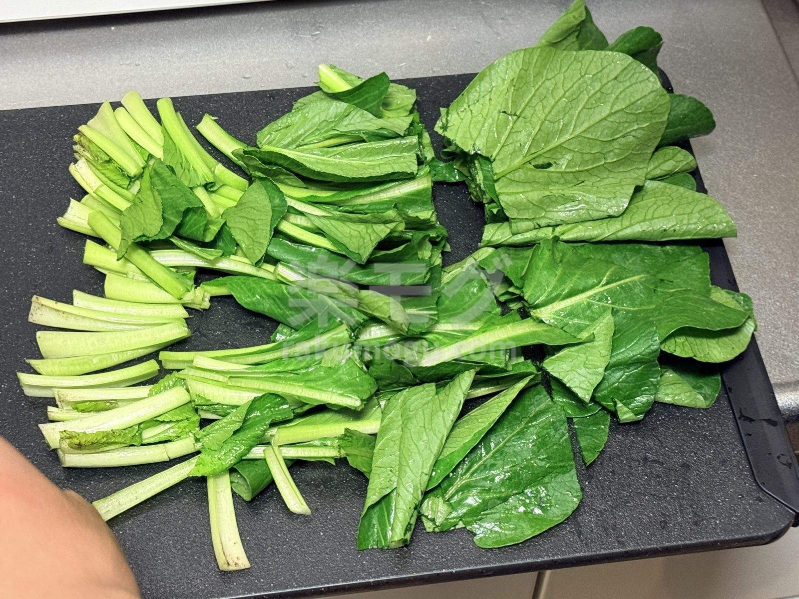小松菜をざく切りにした状態